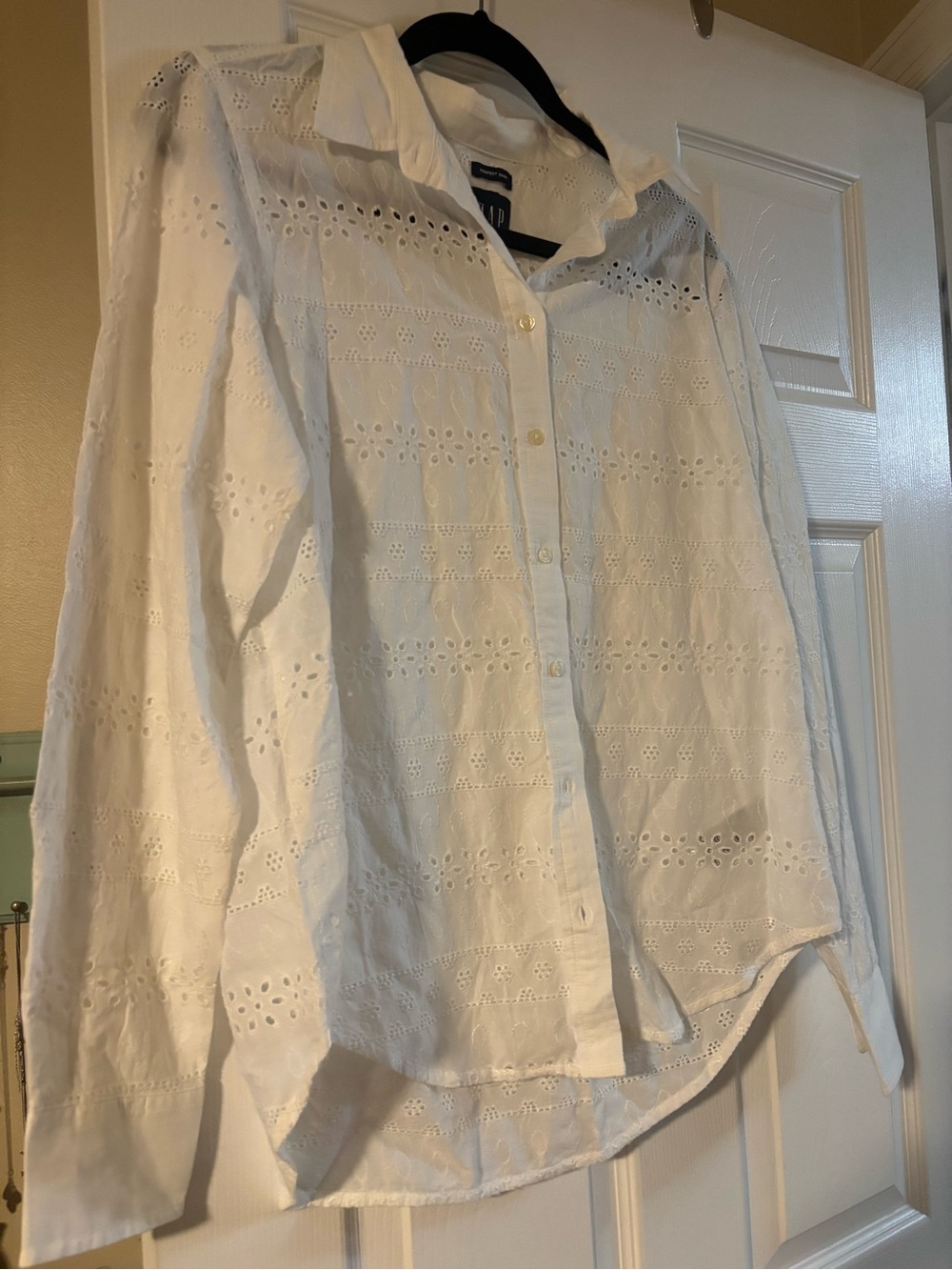 White Eyelet Button-Up Shirt